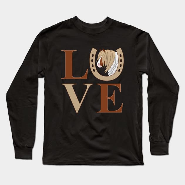 Chestnut Pinto Skewbald Gypsy Vanner Draft Horse LOVE Long Sleeve T-Shirt by csforest